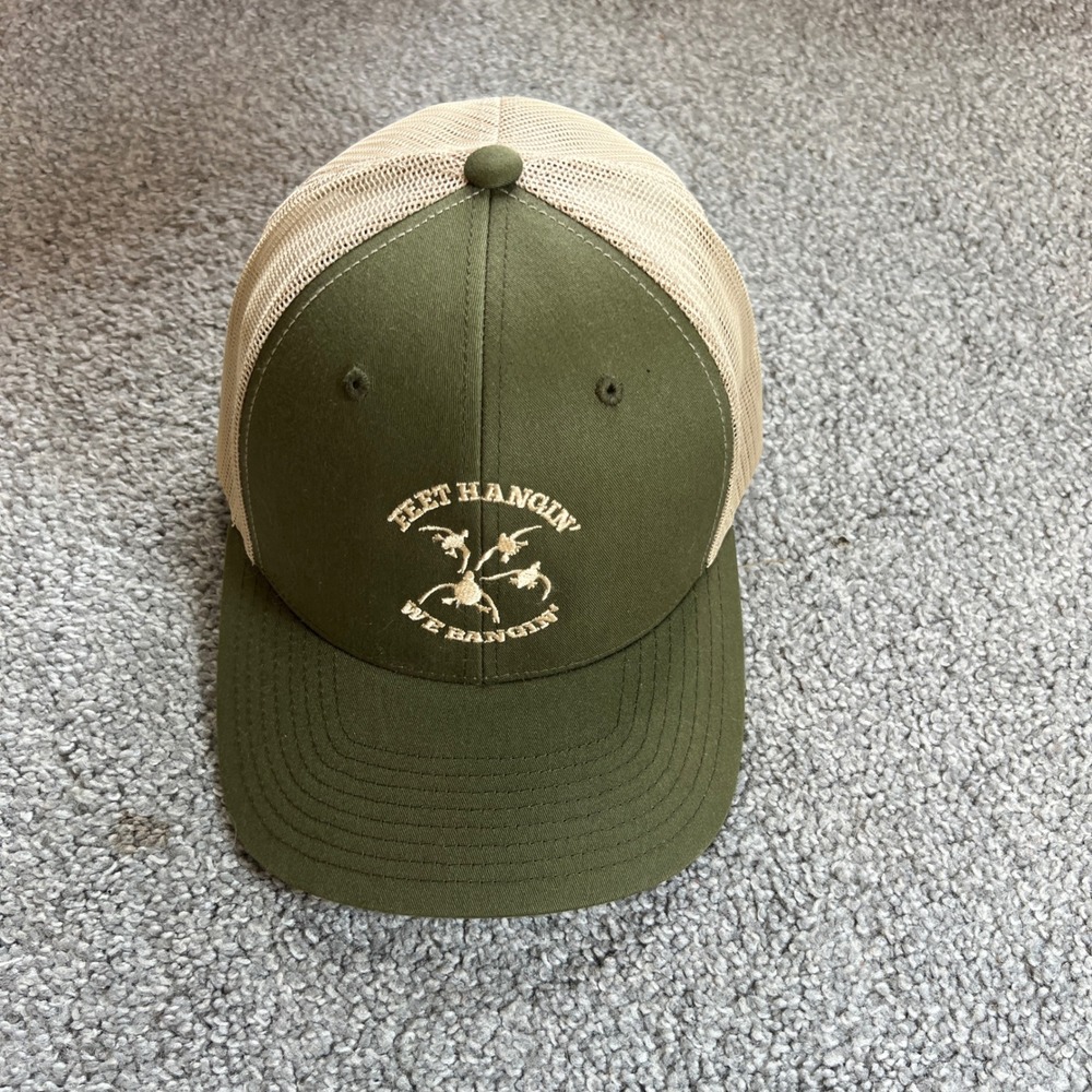 public duck hunter Trucker Hat Mens Olive Feet Hangin We Bangin‎ Duck Snapback